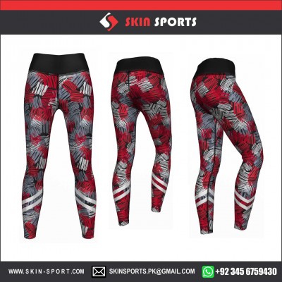 Pined Red Grey Women leggings 