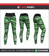 Green Cracked Waves Women Leggings 