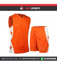 ORANGE WHITE  BASKETBALL UNIFORMS