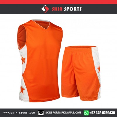 ORANGE WHITE  BASKETBALL UNIFORMS