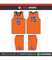 LINCOLN ORANGE NAVY  BASKETBALL UNIFORMS