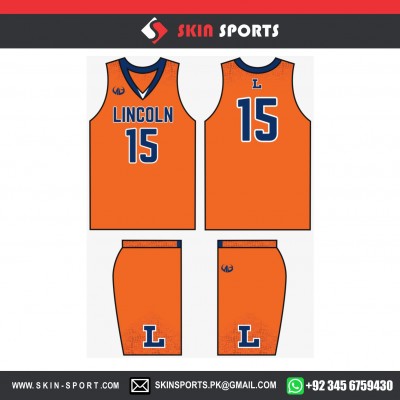 LINCOLN ORANGE NAVY  BASKETBALL UNIFORMS