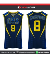 USA CHAMPIONS NAVY DOTS WITH STRIPES BASKETBALL UNIFORMS 