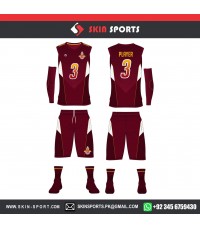DARK MAROON MIXTURE  FULL SET WITH SLEEVES  BASKETBALL UNIFORMS