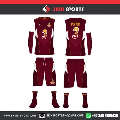 DARK MAROON MIXTURE  FULL SET WITH SLEEVES  BASKETBALL UNIFORMS