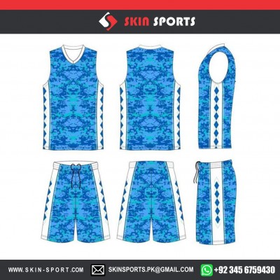 DIGITAL CAMO BLUE   BASKETBALL UNIFORMS