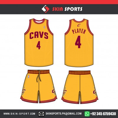 CAVS GOLDEN YELLOW   BASKETBALL UNIFORMS