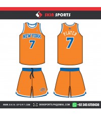 NEW YORK ORANGE BLUE   BASKETBALL UNIFORMS