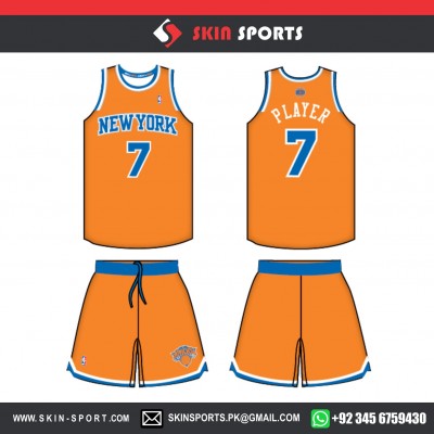 NEW YORK ORANGE BLUE   BASKETBALL UNIFORMS