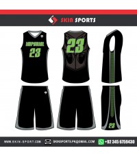 IMPERIAL BLACK GREEN   BASKETBALL UNIFORMS