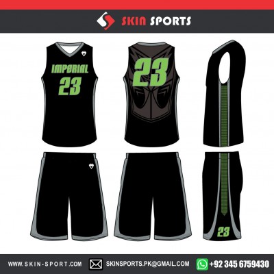 IMPERIAL BLACK GREEN   BASKETBALL UNIFORMS