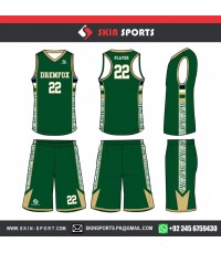 DREMFOX DARK GREEN   BASKETBALL UNIFORMS
