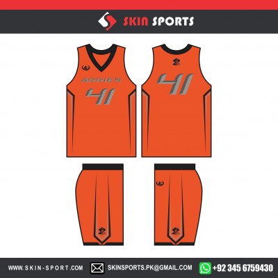 AGGIES GREY ORANGE   BASKETBALL UNIFORMS