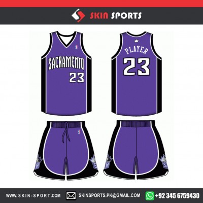 SACRAMENTO PURPLE BLACK  BASKETBALL UNIFORMS