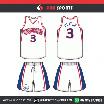 SIXERS WHITE  BASKETBALL UNIFORMS