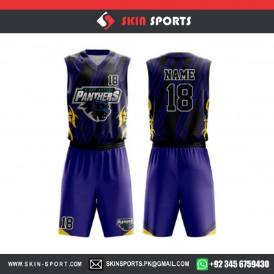 PANTHERS ROYAL BLACK  BASKETBALL UNIFORMS