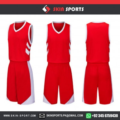 RED WHITE  BASKETBALL UNIFORMS