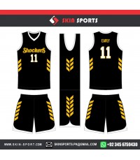 SHOCKERS BLACK YELLOW   BASKETBALL UNIFORMS