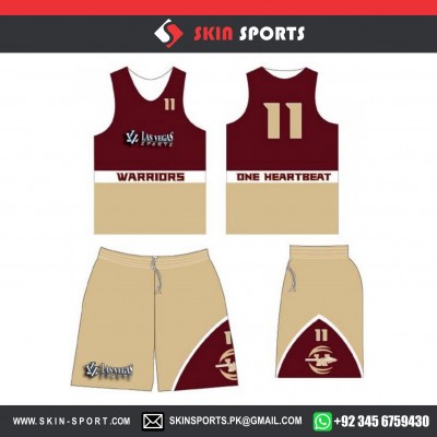 LAS VEGAS MAROON KHAKKI  BASKETBALL UNIFORMS