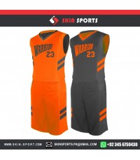 WARRIORS ORANGE GREY REVERS   BASKETBALL UNIFORMS