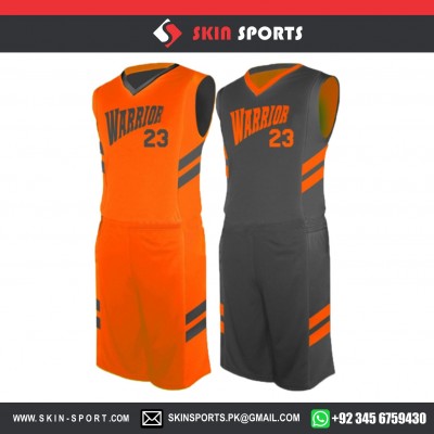 WARRIORS ORANGE GREY REVERS   BASKETBALL UNIFORMS