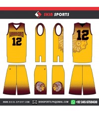 WARRIORS JUNGLE YELLOW DESIGN   BASKETBALL UNIFORMS