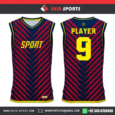 RED THUNDER WITH ROYAL DOTS   BASKETBALL UNIFORMS