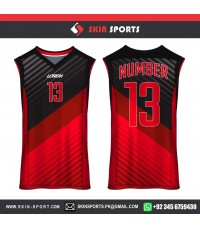 RED BLACK STRIPED   BASKETBALL UNIFORMS
