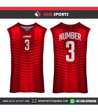 RED SHADES WITH LINES  BASKETBALL UNIFORMS