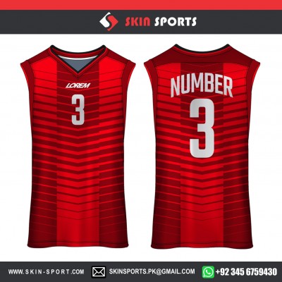 RED SHADES WITH LINES  BASKETBALL UNIFORMS