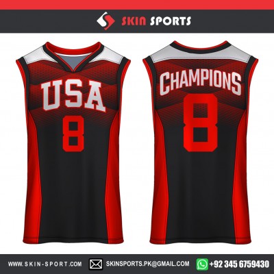 USA RED MESH   BASKETBALL UNIFORMS