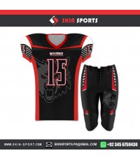 WOLFPACK BLACK RED AMERICAN FOOTBALL UNIFORMS 