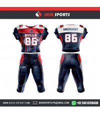 BULLS RED BLACK  AMERICAN FOOTBALL UNIFORMS 