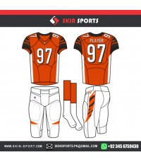 WHITE BLACK ORANGE  AMERICAN FOOTBALL UNIFORMS 