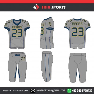 BEARS GREY NAVY  AMERICAN FOOTBALL UNIFORMS 