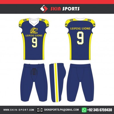 LEIPZIG LIONS BLUE YELLOW   AMERICAN FOOTBALL UNIFORMS 