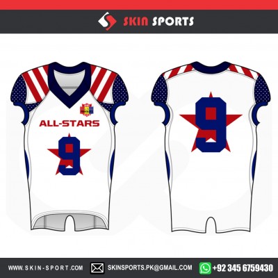 ALL STAR WHITE ROYAL  AMERICAN FOOTBALL UNIFORMS 