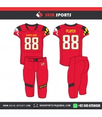 MARYLAND RED GREY AMERICAN FOOTBALL UNIFORMS 