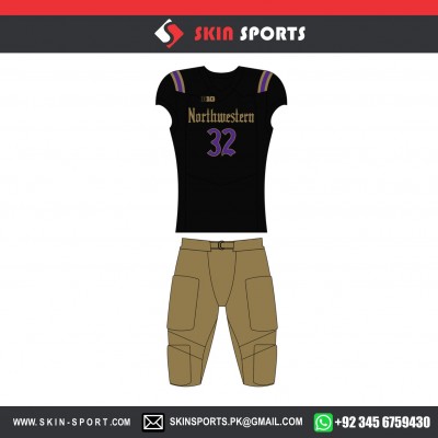 NORTH WESTERN KHAKKI BLACK   AMERICAN FOOTBALL UNIFORMS 