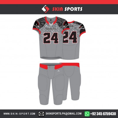 HAWK EYES GREY  AMERICAN FOOTBALL UNIFORMS 
