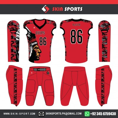 QUIPS DIGITAL CAMO RED  AMERICAN FOOTBALL UNIFORMS